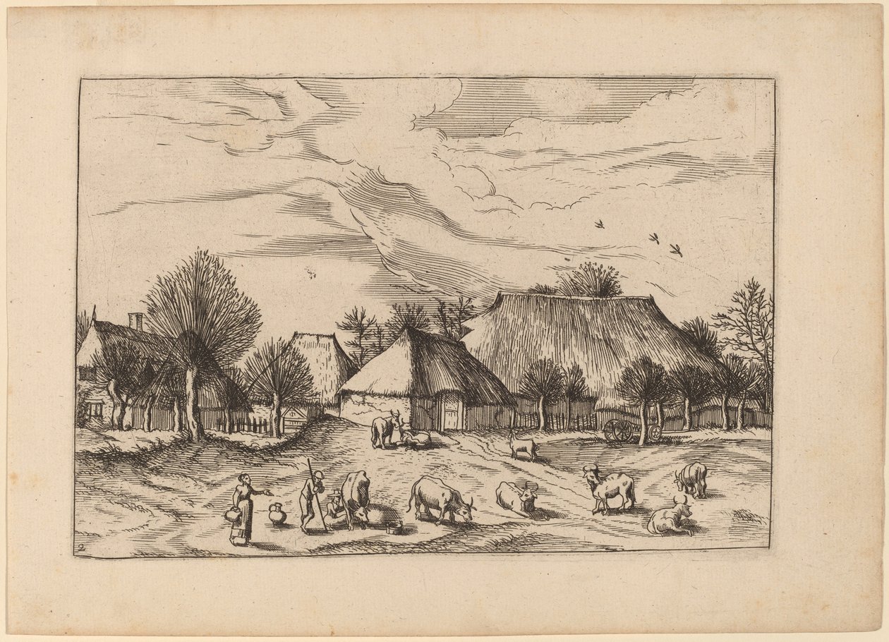 Farmy od Johannes and Lucas van Doetechum after Master of the Small Landscapes