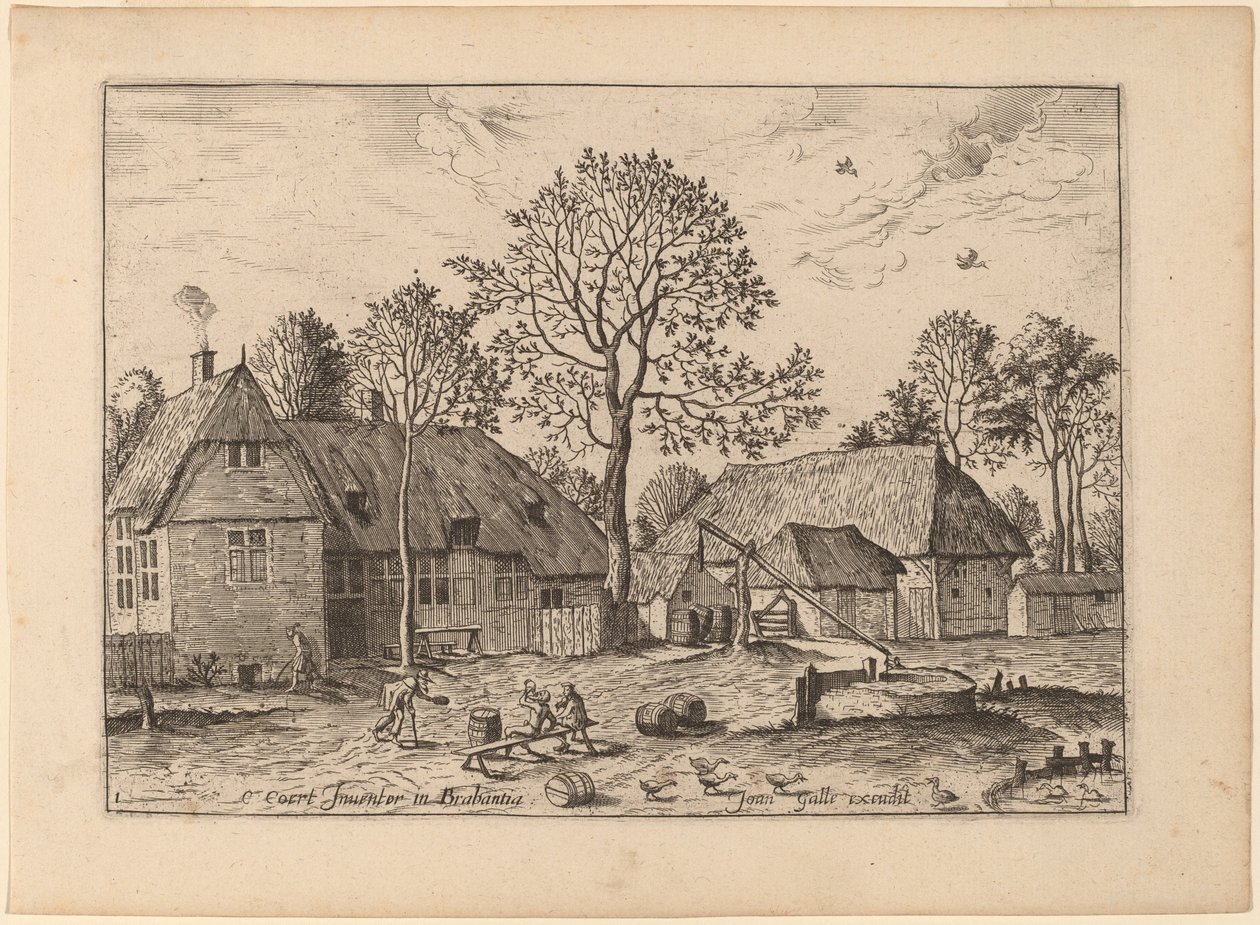Farmy s Draw Well od Johannes and Lucas van Doetechum after Master of the Small Landscapes