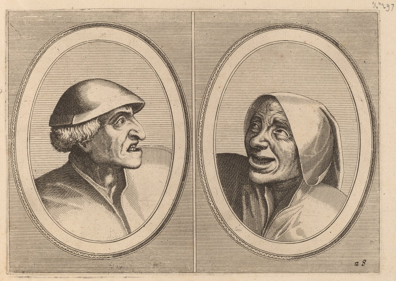 „Tief-esque Tijs“ a „Sneeze Spoel-de-Nap“ od Johannes and Lucas van Doetechum after Pieter Bruegel the Elder