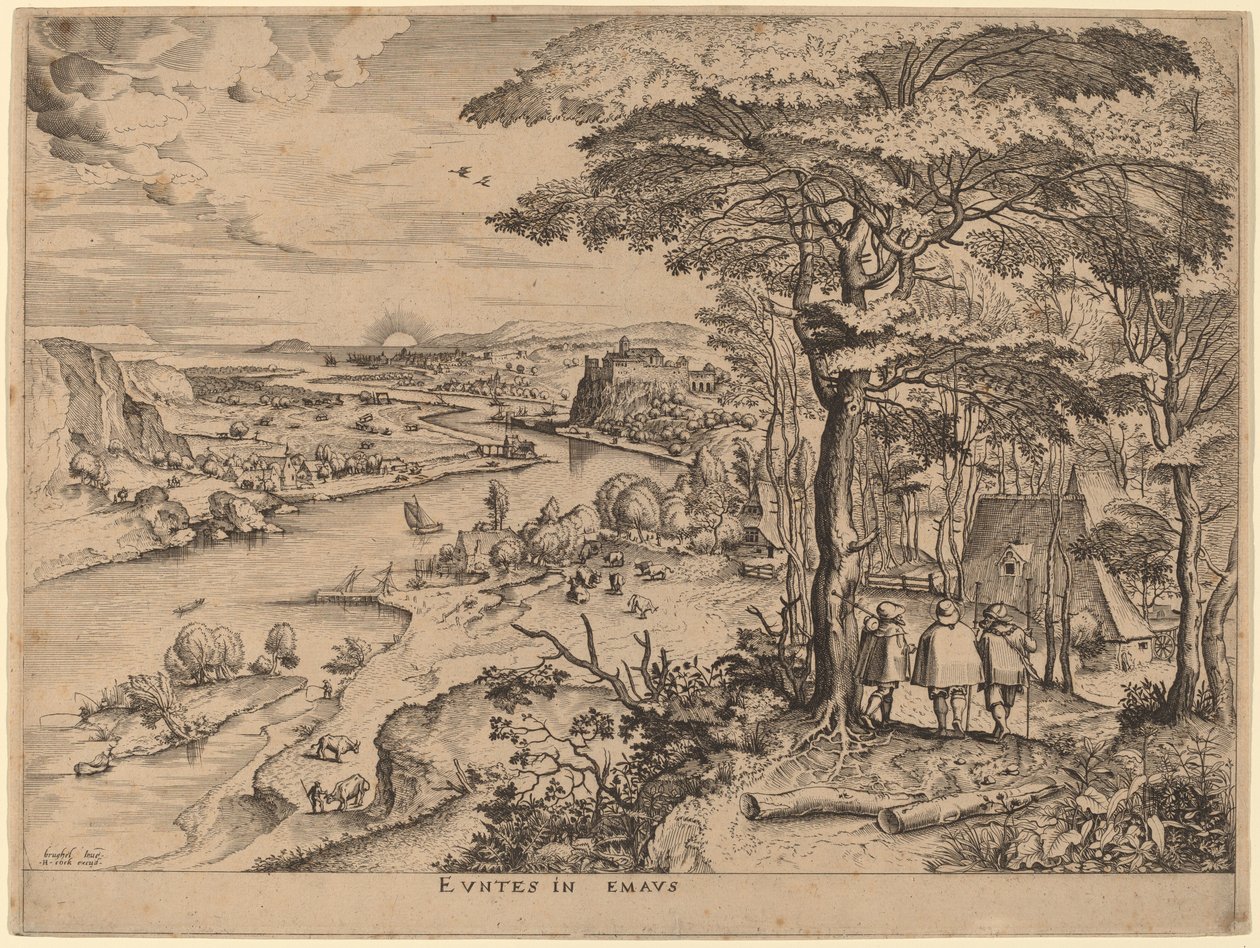 Poutníci do Emauz od Johannes and Lucas van Doetechum after Pieter Bruegel the Elder