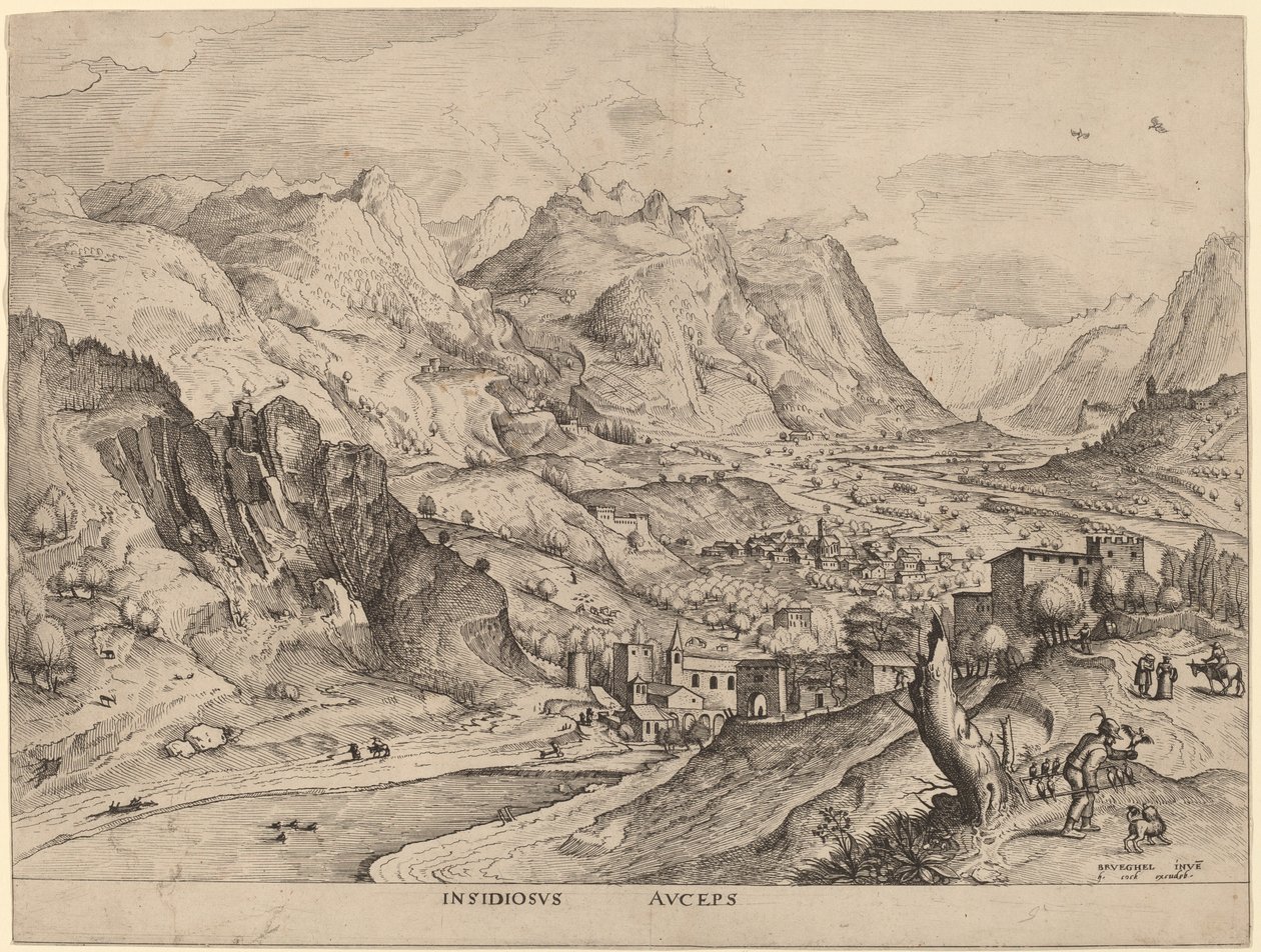 Insidiosus Auceps (Vychytralý lapač ptáků) od Johannes and Lucas van Doetechum after Pieter Bruegel the Elder