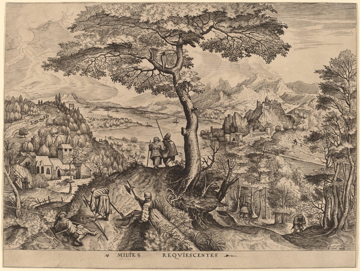 Vojáci na odpočinku od Johannes and Lucas van Doetechum after Pieter Bruegel the Elder