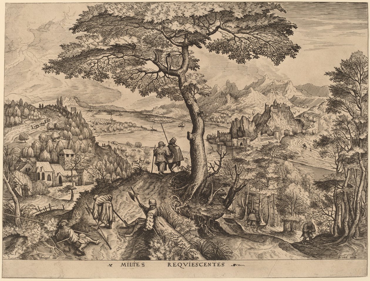 Vojáci na odpočinku od Johannes and Lucas van Doetechum after Pieter Bruegel the Elder