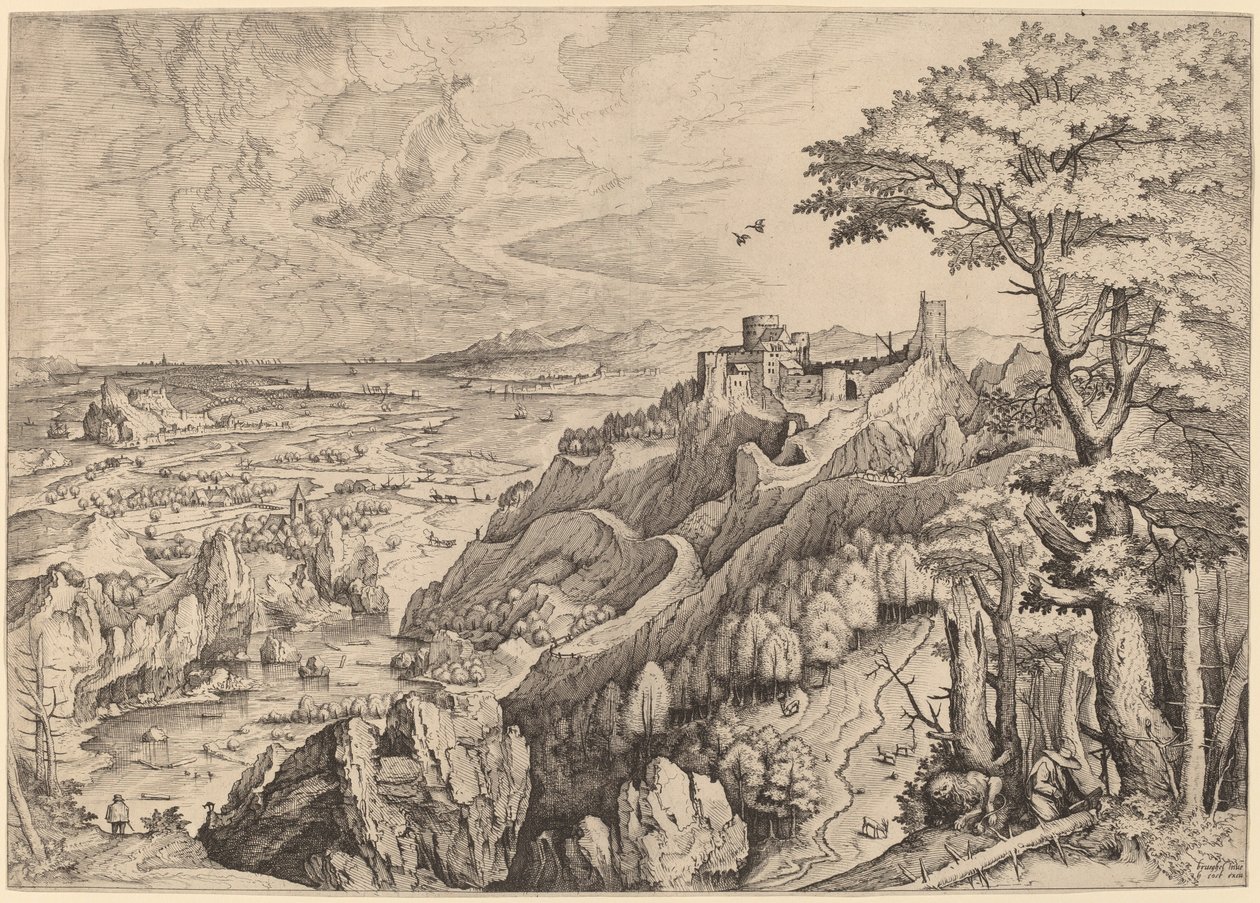 S. Hieronymus in Deserto (Svatý Jeroným v poušti) od Johannes and Lucas van Doetechum after Pieter Bruegel the Elder