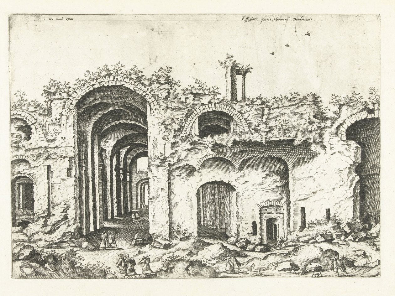 Třetí pohled na Diokleciánovy lázně Římské ruiny, 1561 (název série) od Johannes of Lucas van Doetechum (attributed to)