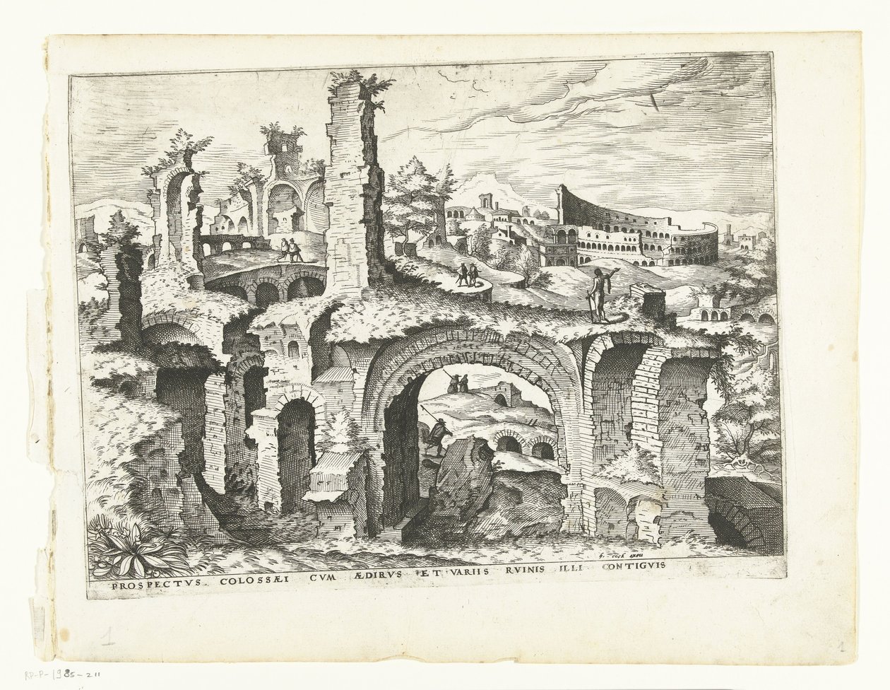 Pohled na Koloseum Římské ruiny, 1561 (název série) od Johannes of Lucas van Doetechum (attributed to)