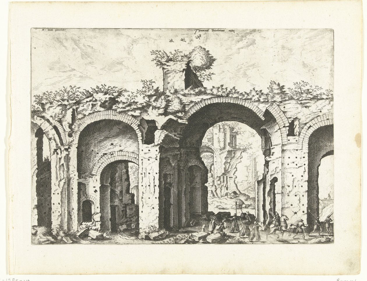 Druhý pohled na Diokleciánovy lázně Římské ruiny, 1561 (název série) od Johannes of Lucas van Doetechum (attributed to)