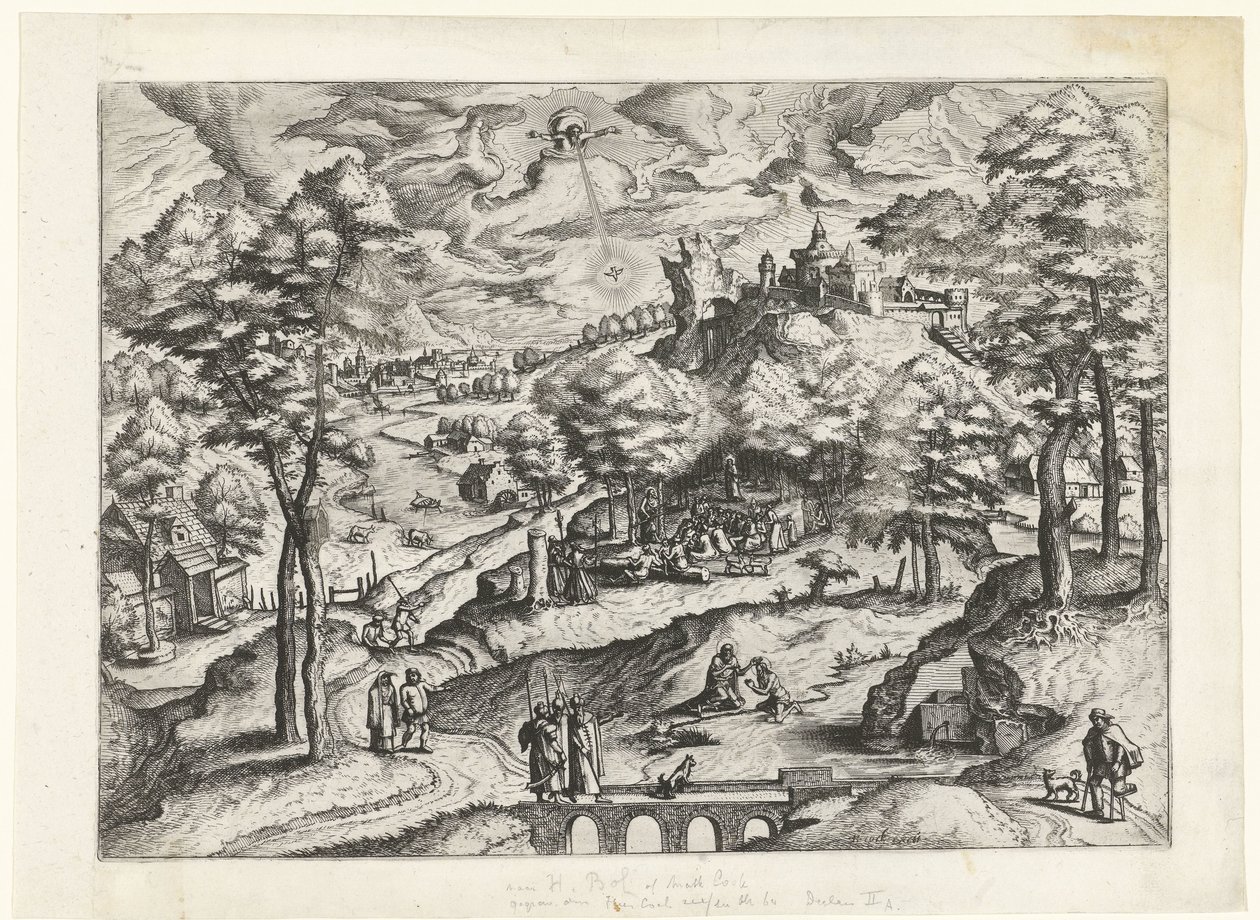 Krajina s křtem Krista Krajiny s křesťanskými příběhy (název série) od Johannes of Lucas van Doetechum
