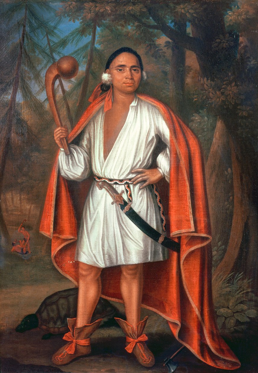 Etow Oh Koam, král říčních národů, 1710 od Johannes or Jan Verelst