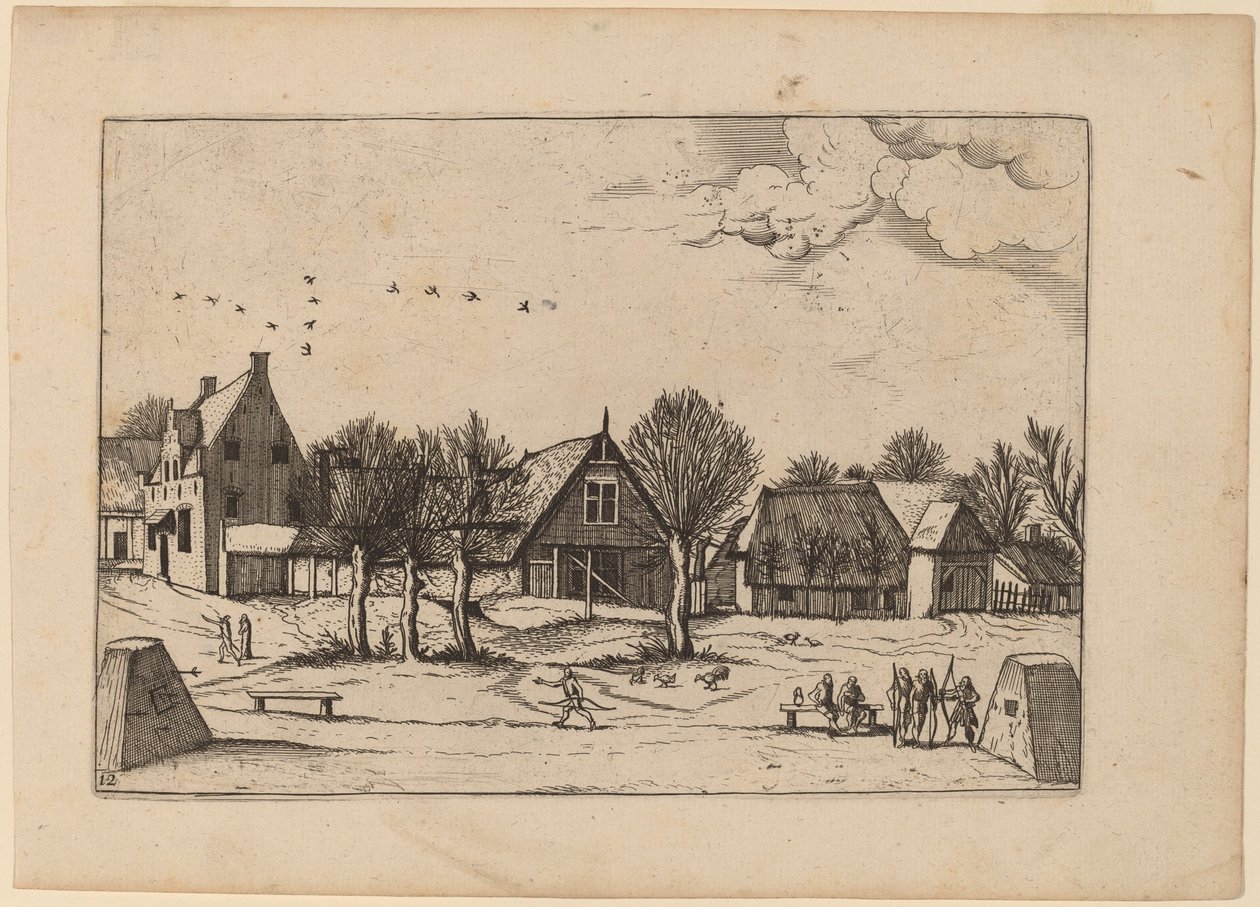 Venkovská vesnice od Johannes van Doetechum, the Elder and Lucas
