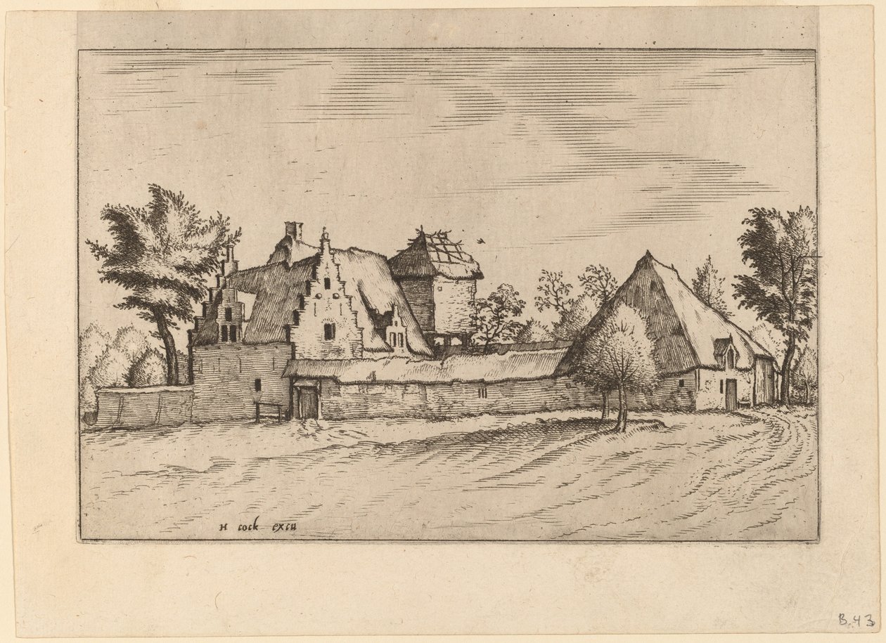 Farmy ve dvoře od Johannes van Doetechum, the Elder and Lucas