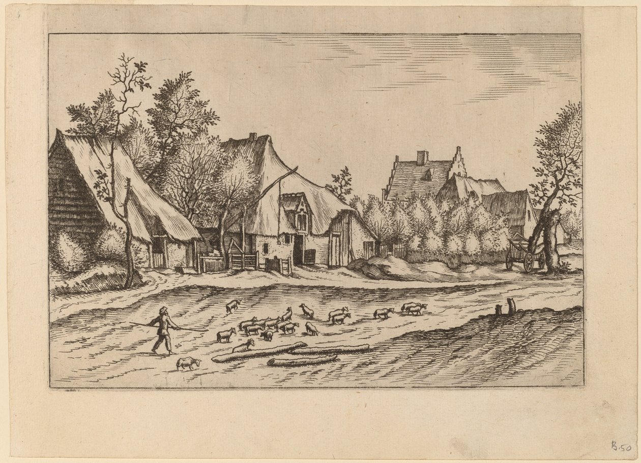 Farmy ve vesnici od Johannes van Doetechum, the Elder and Lucas
