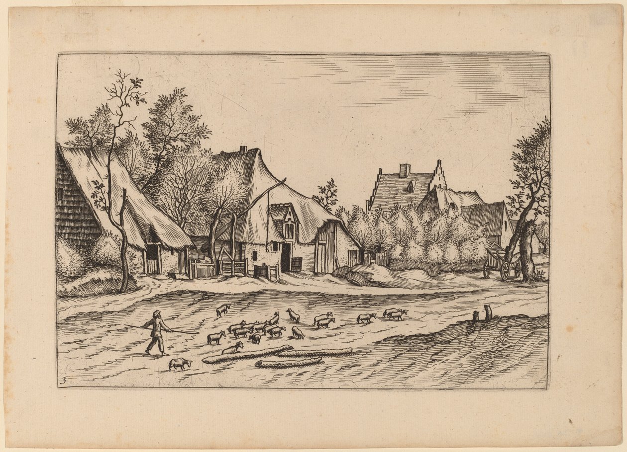 Farmy ve vesnici od Johannes van Doetechum, the Elder and Lucas