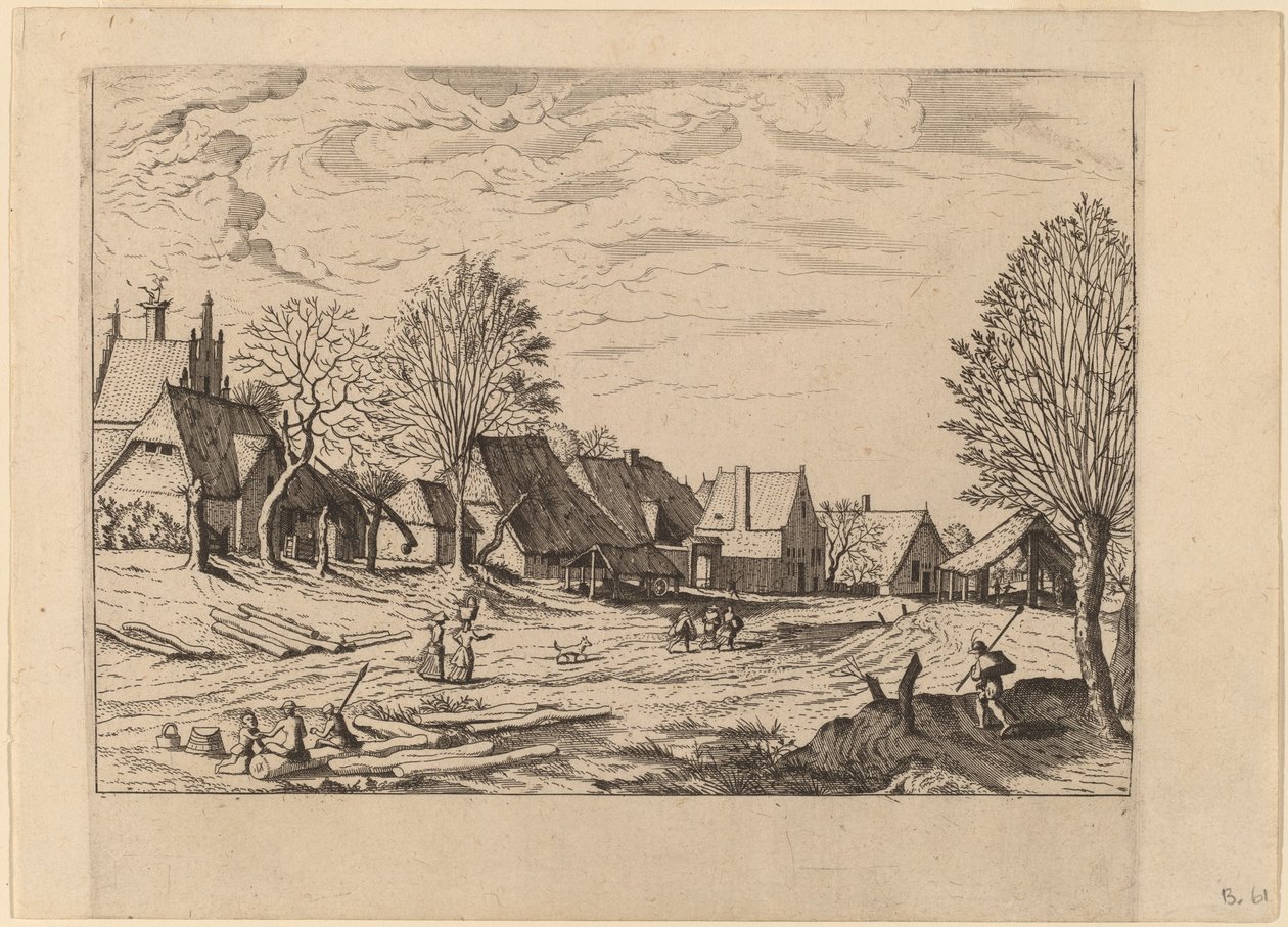 Vesnická ulice od Johannes van Doetechum, the Elder and Lucas