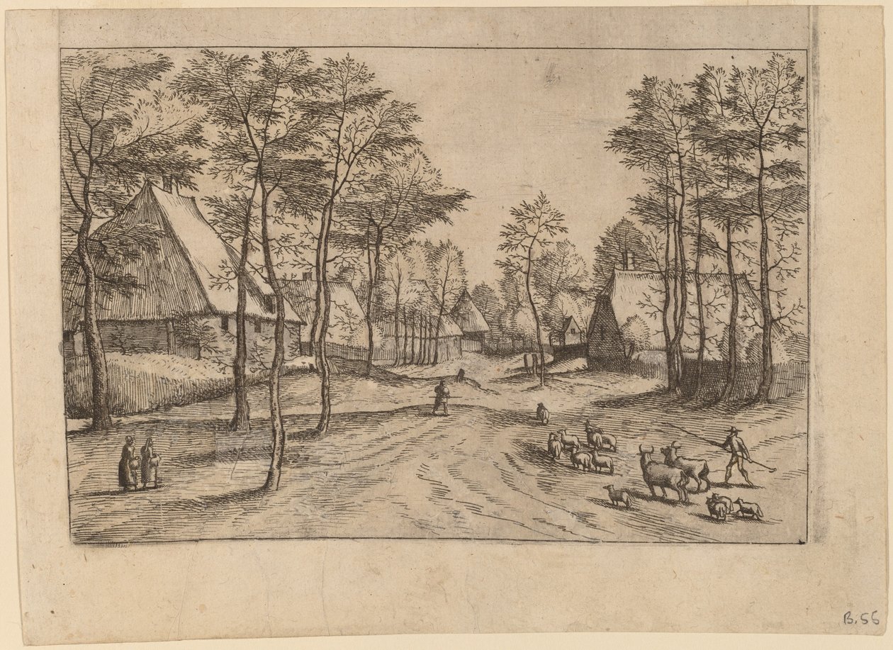 Vesnická ulice od Johannes van Doetechum, the Elder and Lucas
