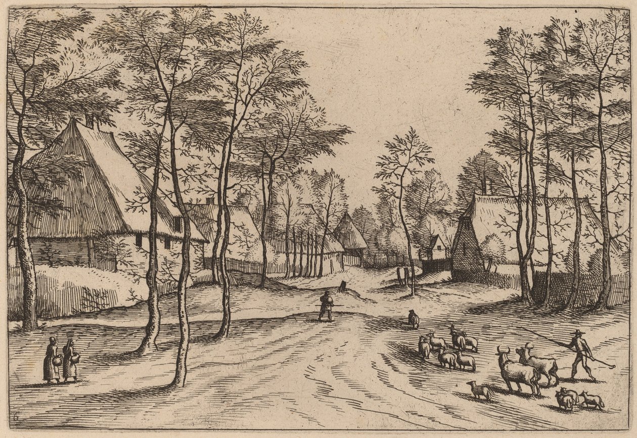 Vesnická ulice od Johannes van Doetechum, the Elder and Lucas