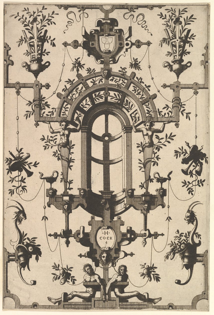 Moderní groteska s popruhy, 1554. od Johannes van Doetecum I