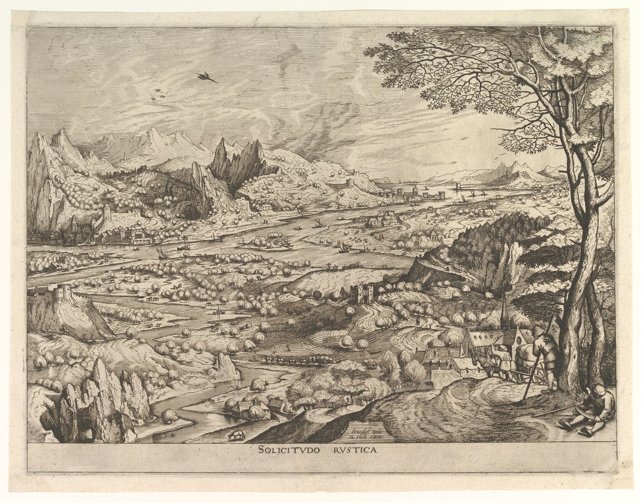 Rustikální péče Solicitudo rustica z Velké krajiny, ca. 1555-56. od Johannes van Doetecum I