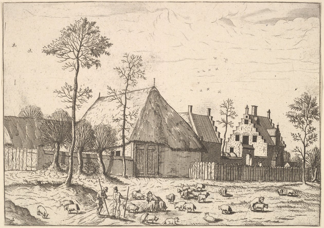 Bouda s chalupou, z Malých krajin, 1559-61. od Johannes van Doetecum I