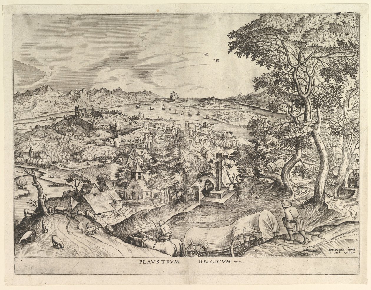 Belgický vůz Plaustrum Belgicum z Velké krajiny, ca. 1555-56. od Johannes van Doetecum I