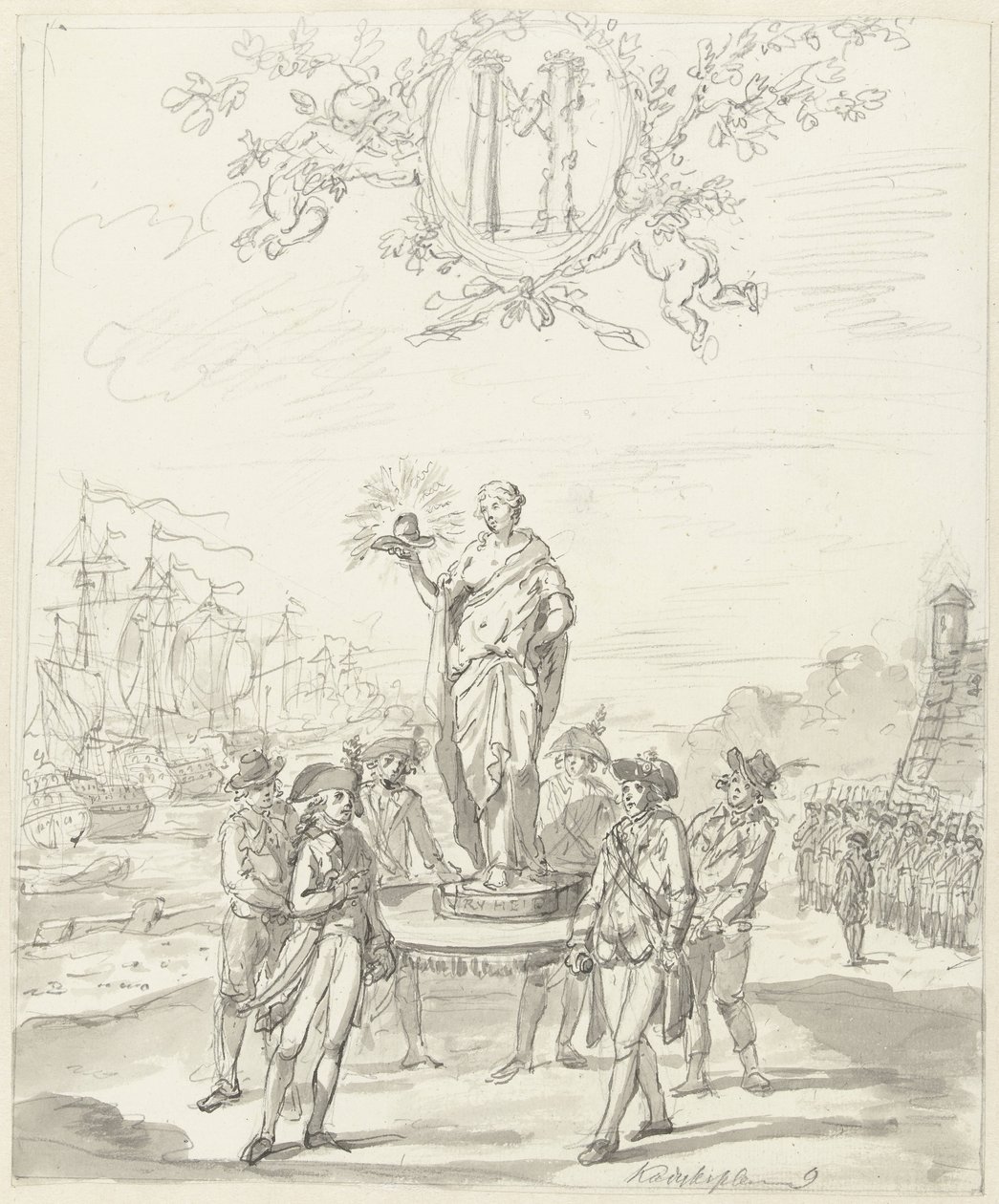 General Arms, dekorace na Kadijksplein, 1795 od Johannes van Dregt (rejected attribution)