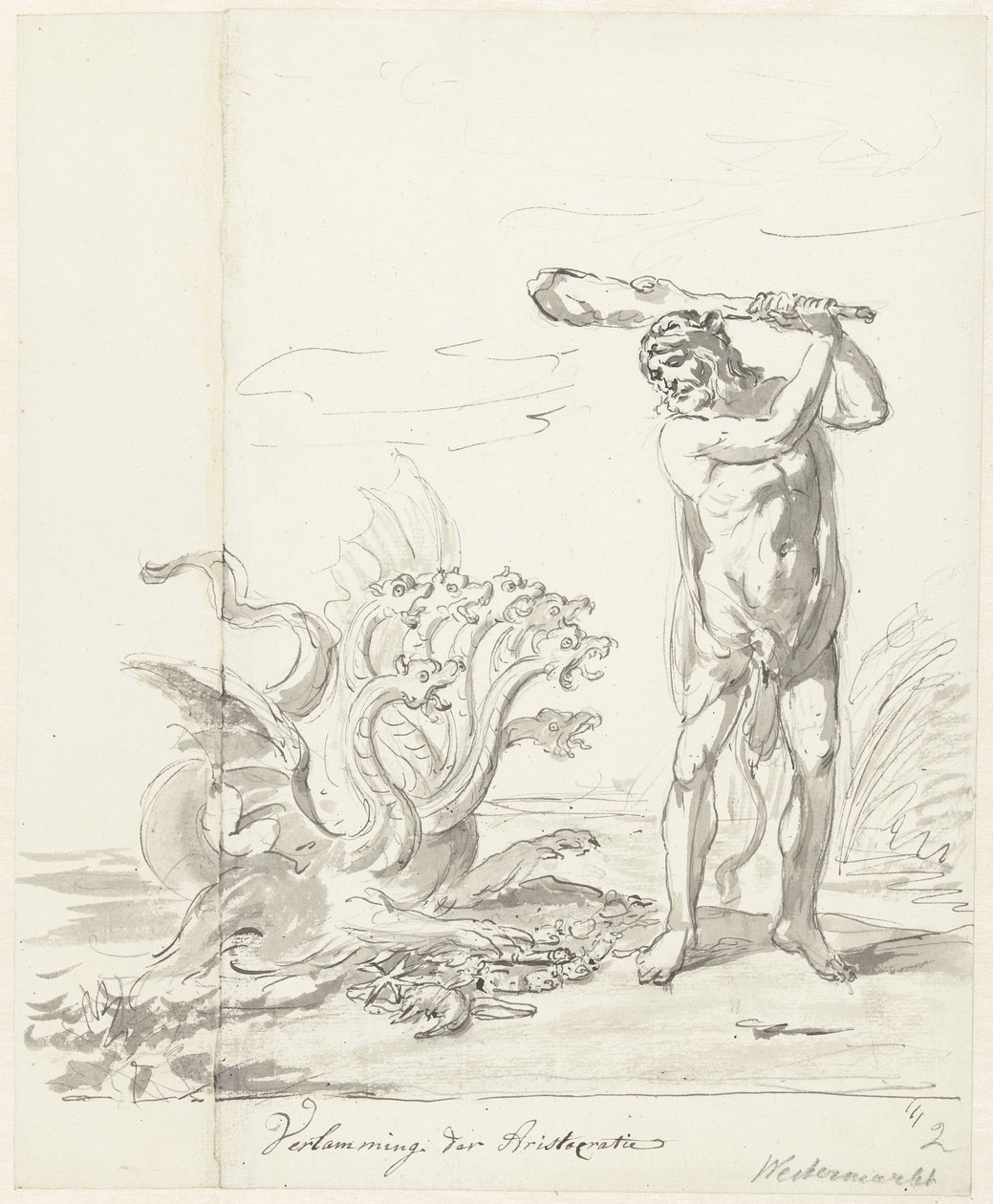 Zničení aristokracie, dekorace na Westermarkt, 1795 Paralýza aristokracie (titul na předmětu) od Johannes van Dregt (rejected attribution)