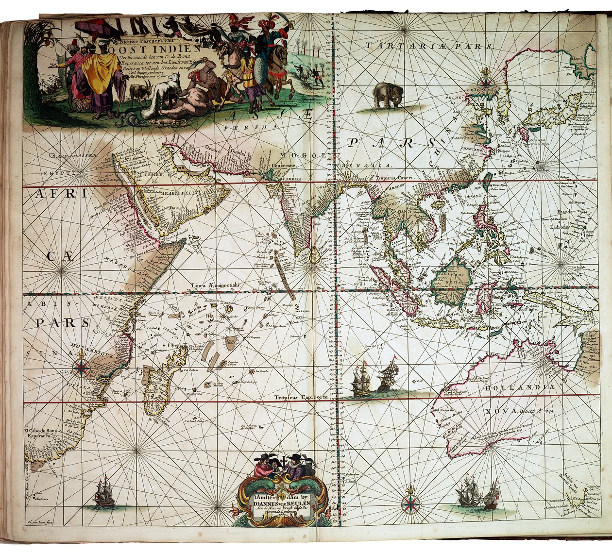 Mapa ve Van Keulenově "Velkém a nově rozšířeném atlasu moří". od Johannes van Keulen