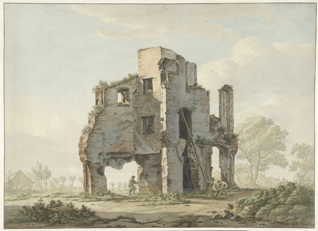 Demolice ruin opatství Rijnsburg od Johannes van Lexmond