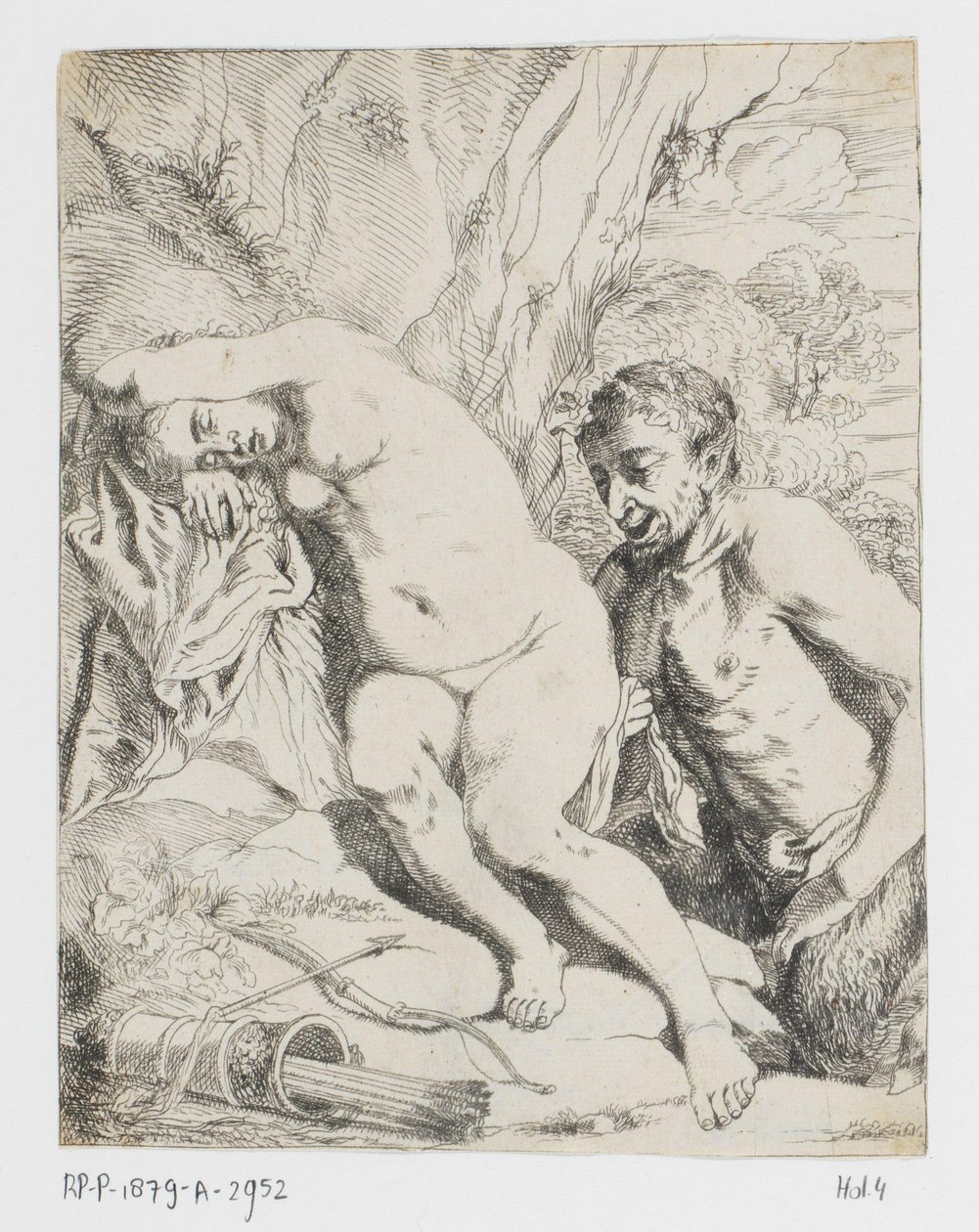 Spící nymfa a satyr od Johannes van Seegen