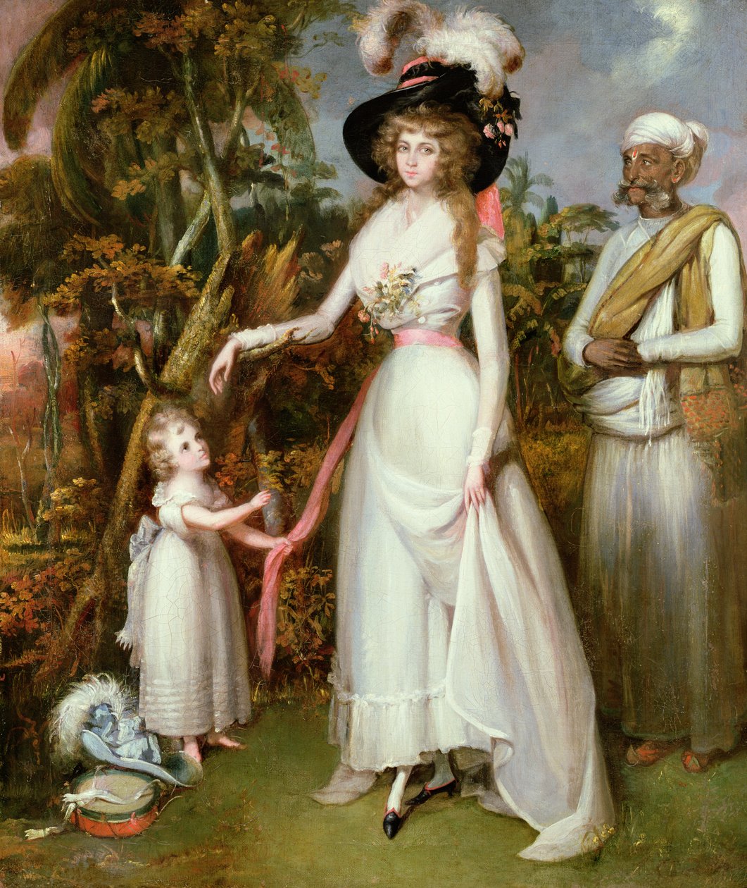 Paní Grahamová z Kinross, její dcera a Jamadar, kolem roku 1786 od John Alefounder