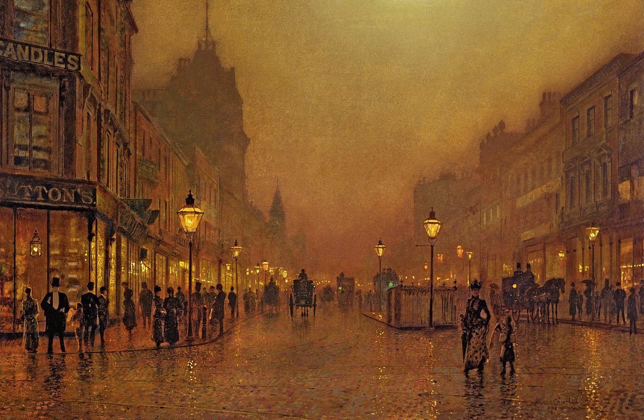 Ulice v noci od John Atkinson Grimshaw