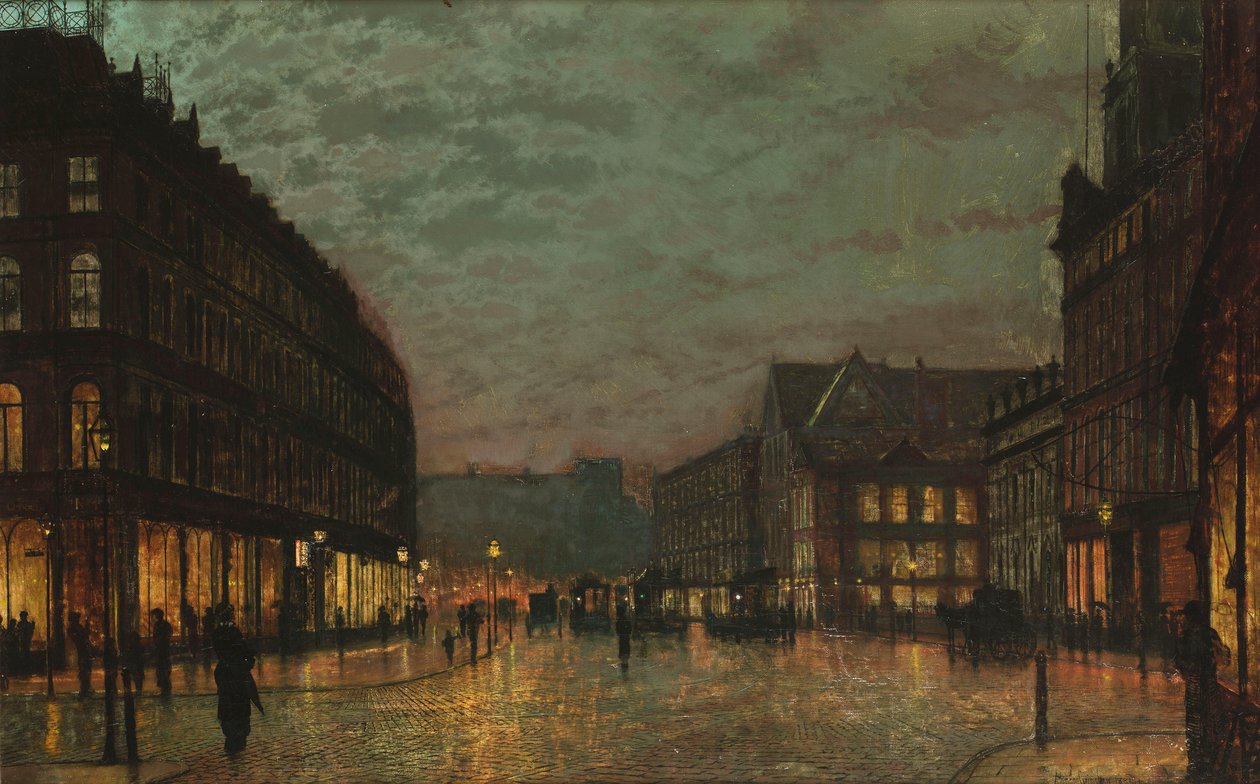 Kančí ulička, Leeds, lampou od John Atkinson Grimshaw