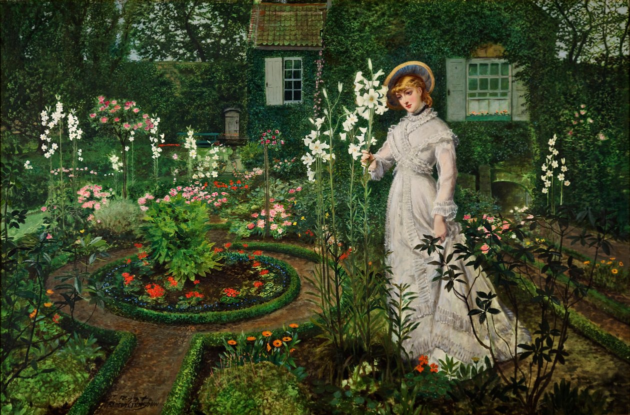 Rektorova zahrada, královna lilií, 1877 od John Atkinson Grimshaw