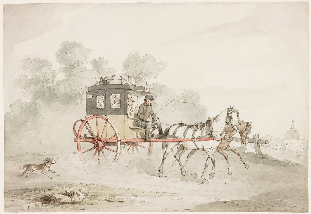 Postcart (inkoust, tužka a wc na papíře) od John Augustus Atkinson