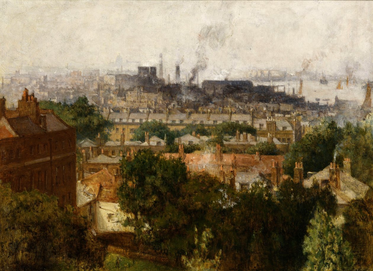 Londýn a Temže z Greenwiche, kolem roku 1890 od John Auldjo