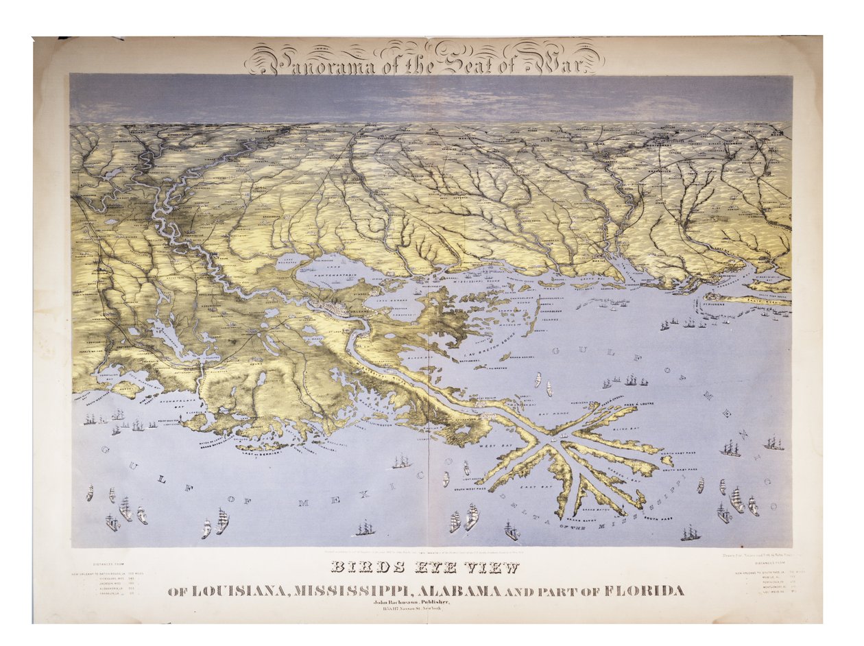 Panorama of the Seat of War: Birds Eye View of Louisiana, Mississippi, Alabama and Part Of Florida, 1861 od John Bachmann