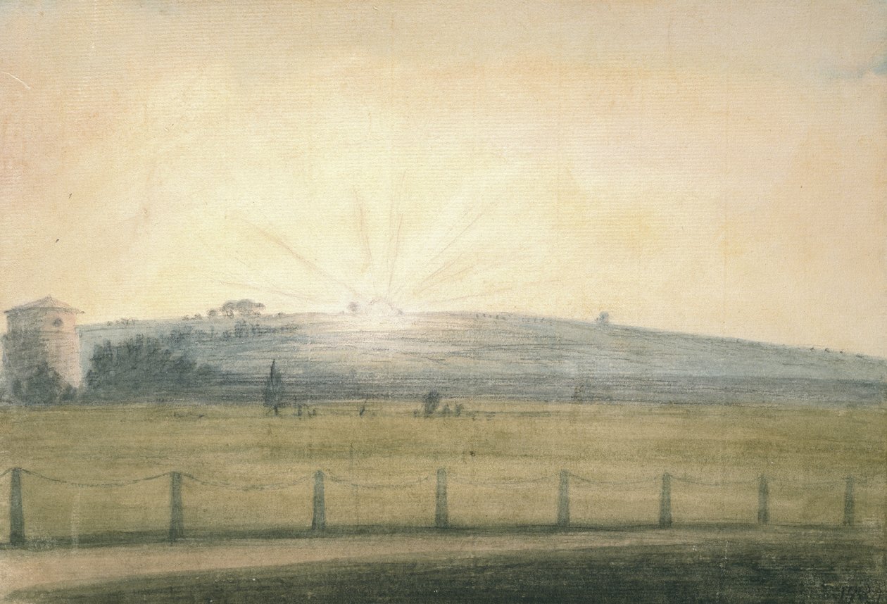 Západ slunce z observatoře v Oxfordu, 20. prosince 1784 (akvarel přes grafit, na papíře) od John Baptist Malchair