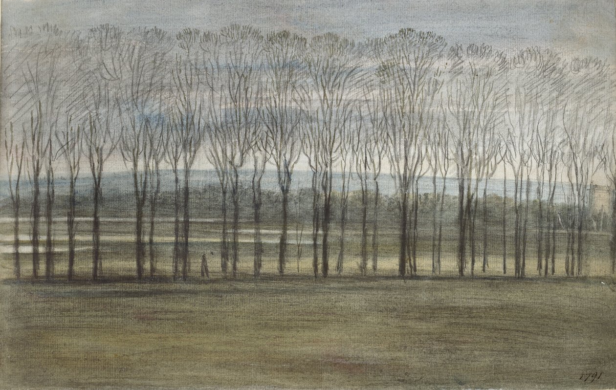 Pohled z Merton College, 28. února 1791 (akvarel přes grafit, na papíře) od John Baptist Malchair