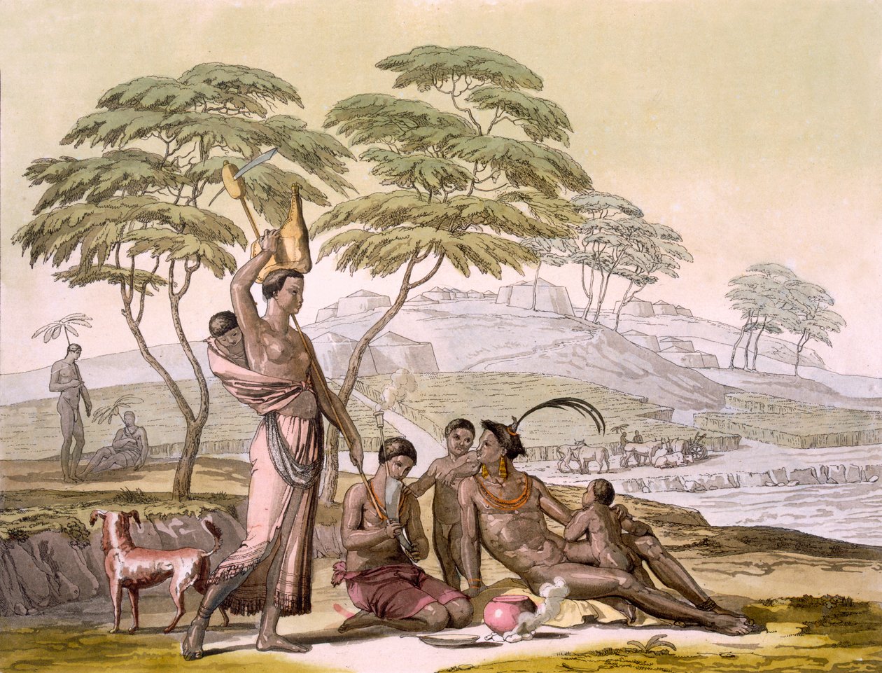 Vol II Pl. 64 Jihovýchodní pobřeží: Národ Cafre, z „Le Costume Ancien et Moderne“, kolem 1820-40 od John Barrow