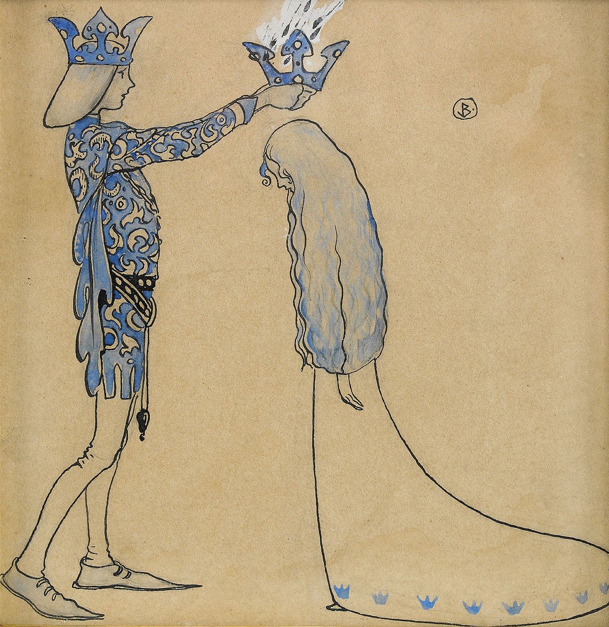 Potom jí princ nasadil na hlavu zlatou korunu od John Bauer