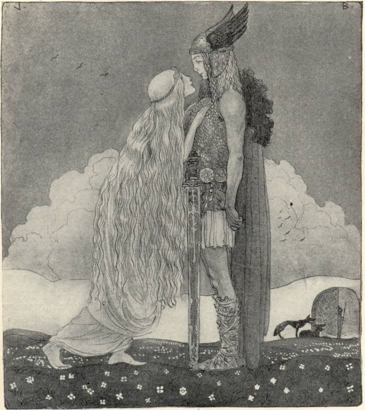 Freyja a Svipdag od John Bauer