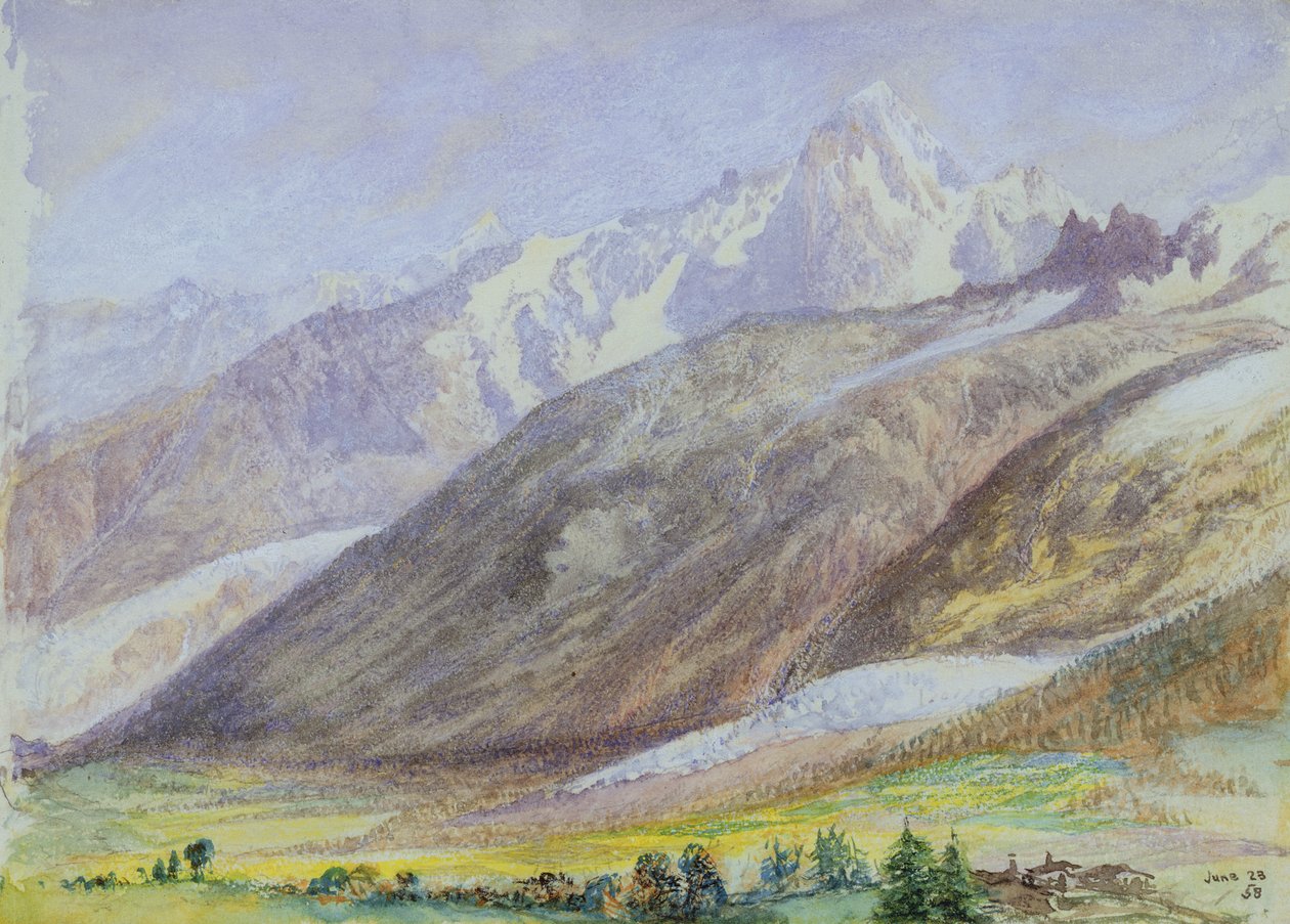 Horská scéna, 23. června 1858 od John Brett