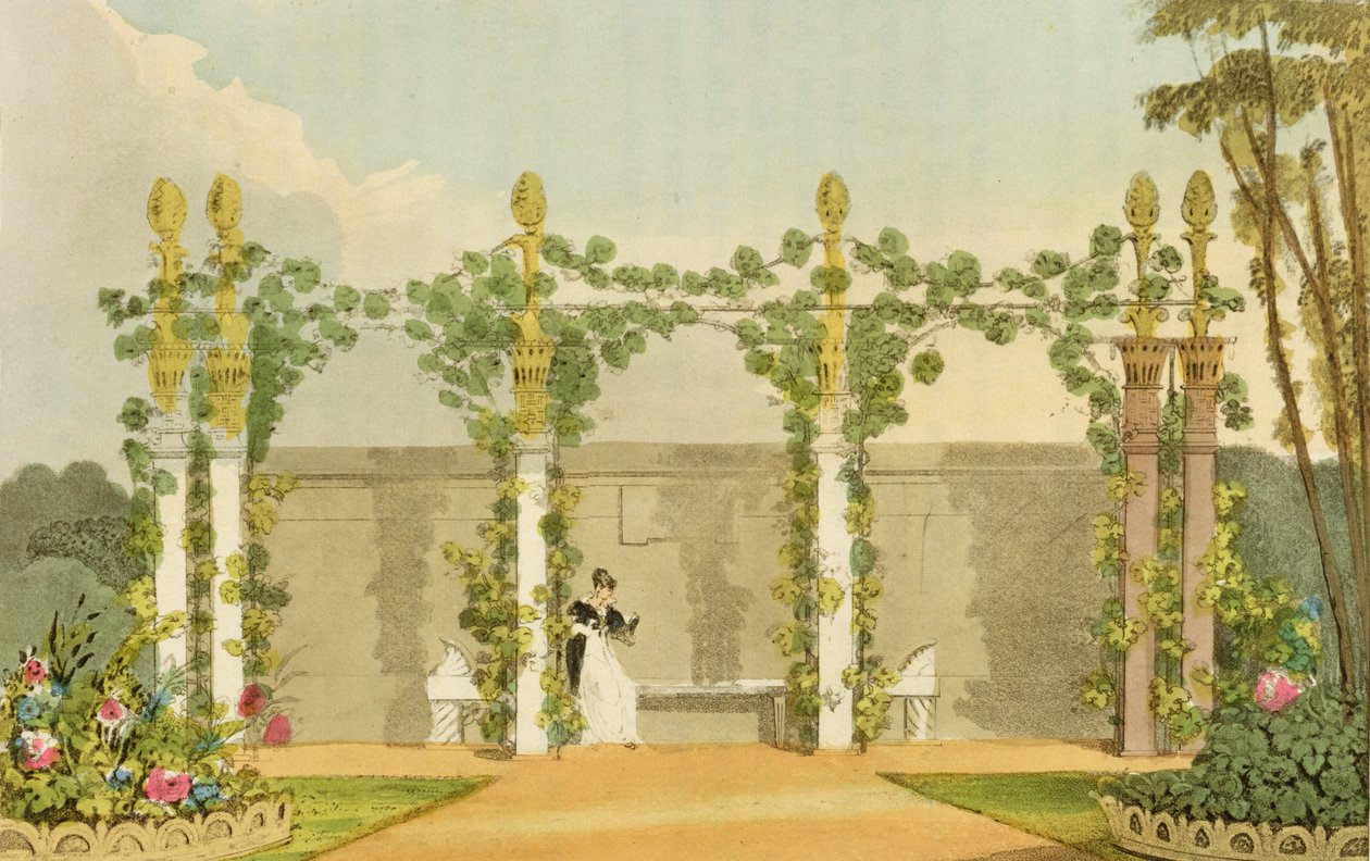 A Garden Seat, z Ackermannova „Repository of Arts“, publikovaného v roce 1822 od John Buonarotti Papworth