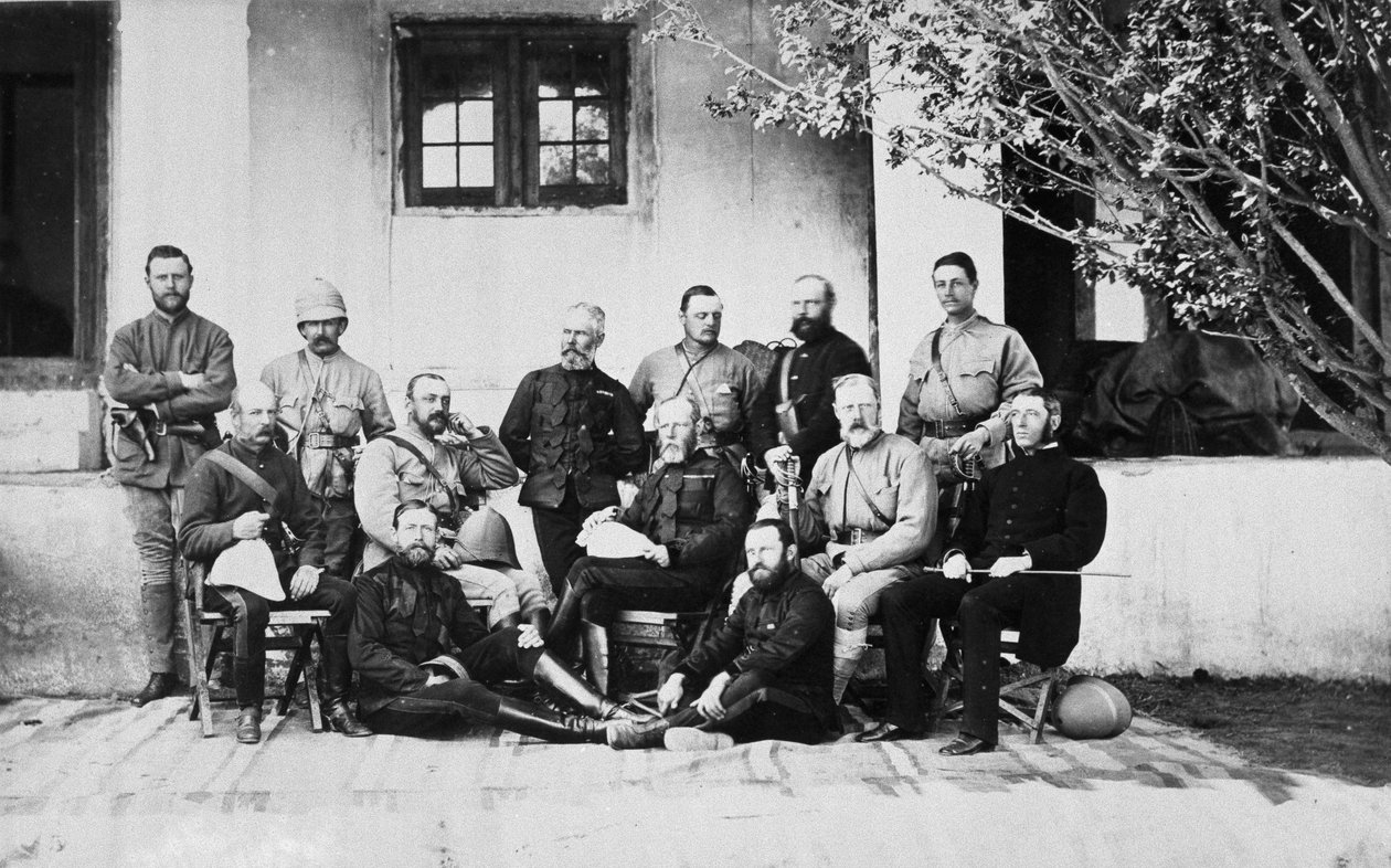 Skupinový portrét vojáků ve 2. afghánské válce, Kooram, 1879 od John Burke