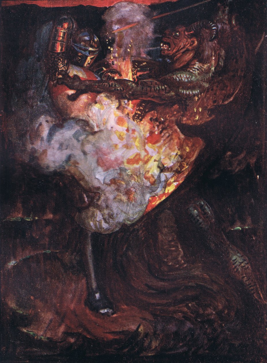 Křesťan bojuje s Apollyonem od John Byam Liston Shaw