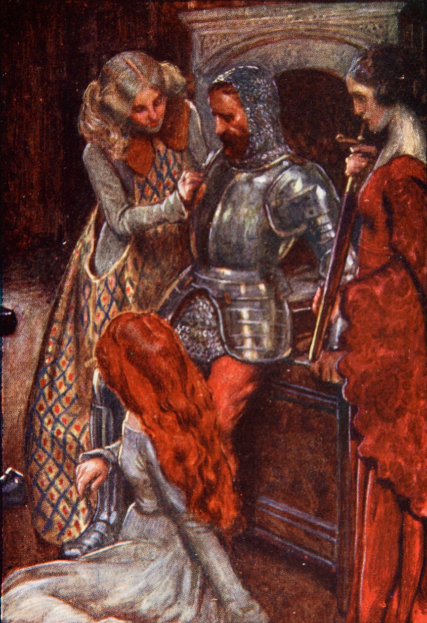 Vzali by ho do zbrojnice, než je opustil, ilustrace z „Poutníkova pokroku“ od Johna Bunyana, vyprávěná Mary Macgregorovou, publikoval T.C. a E.C. Jack, 1907 od John Byam Liston Shaw