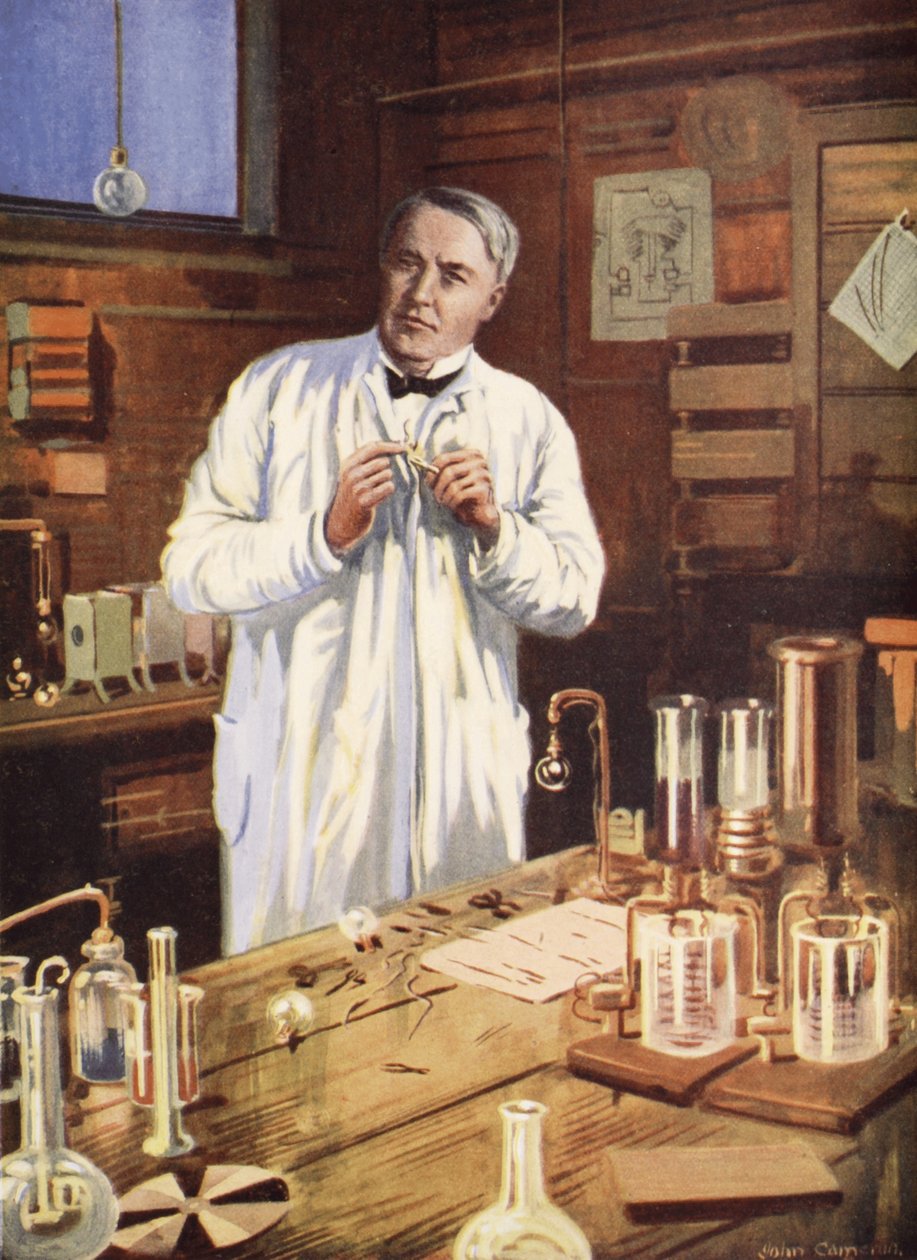 Thomas Edison ve své dílně od John Cameron