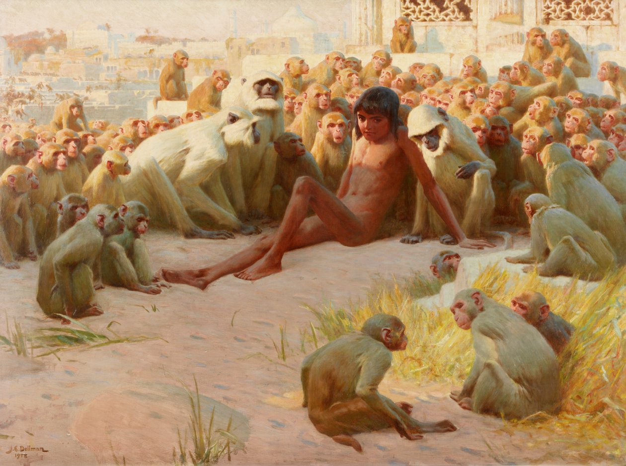 Mauglí se stal vůdcem Bandar-logu v roce 1918 od John Charles Dollman