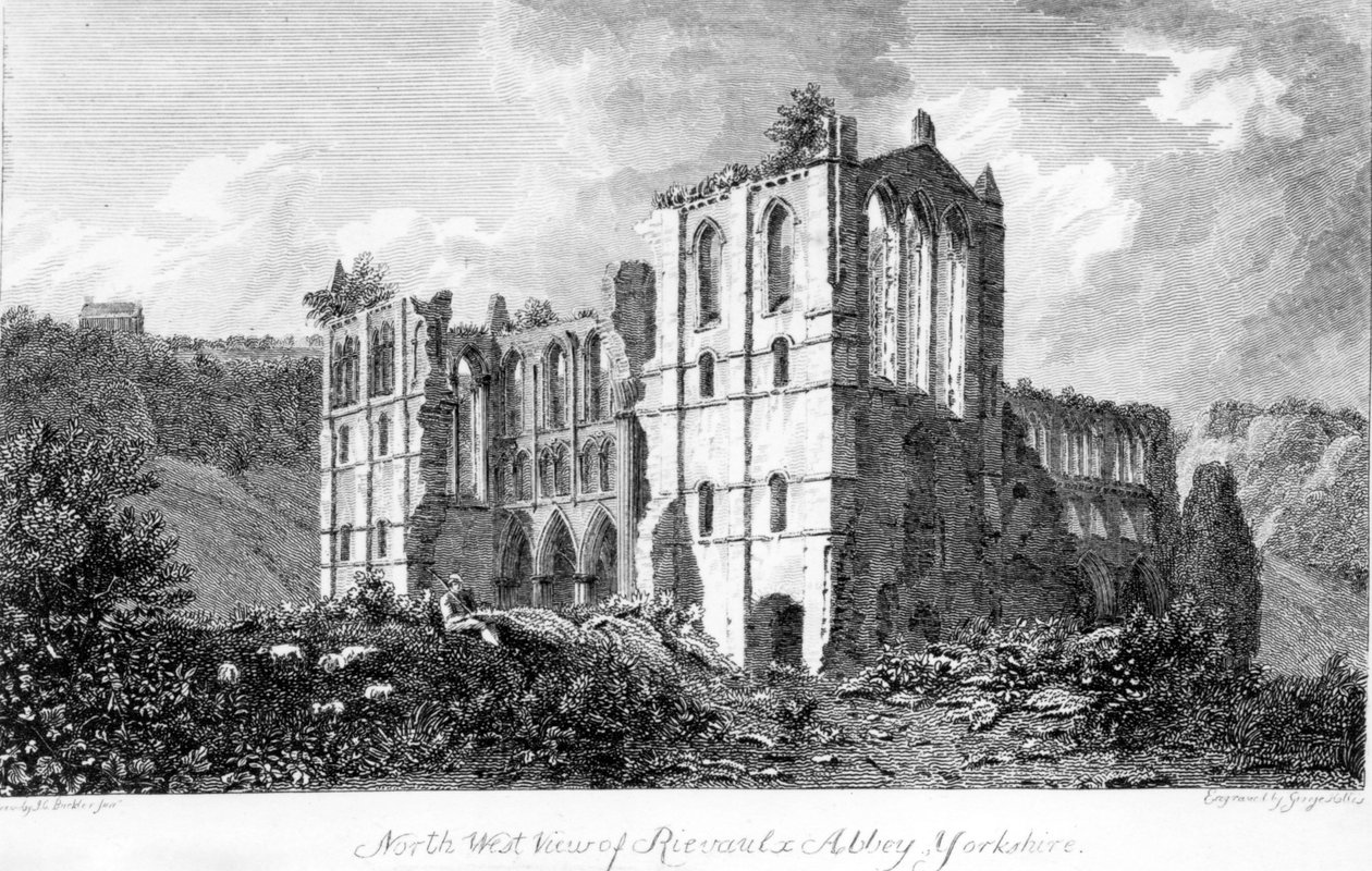 Opatství Rievaulx, Yorkshire, 1821 od John Chessell Buckler