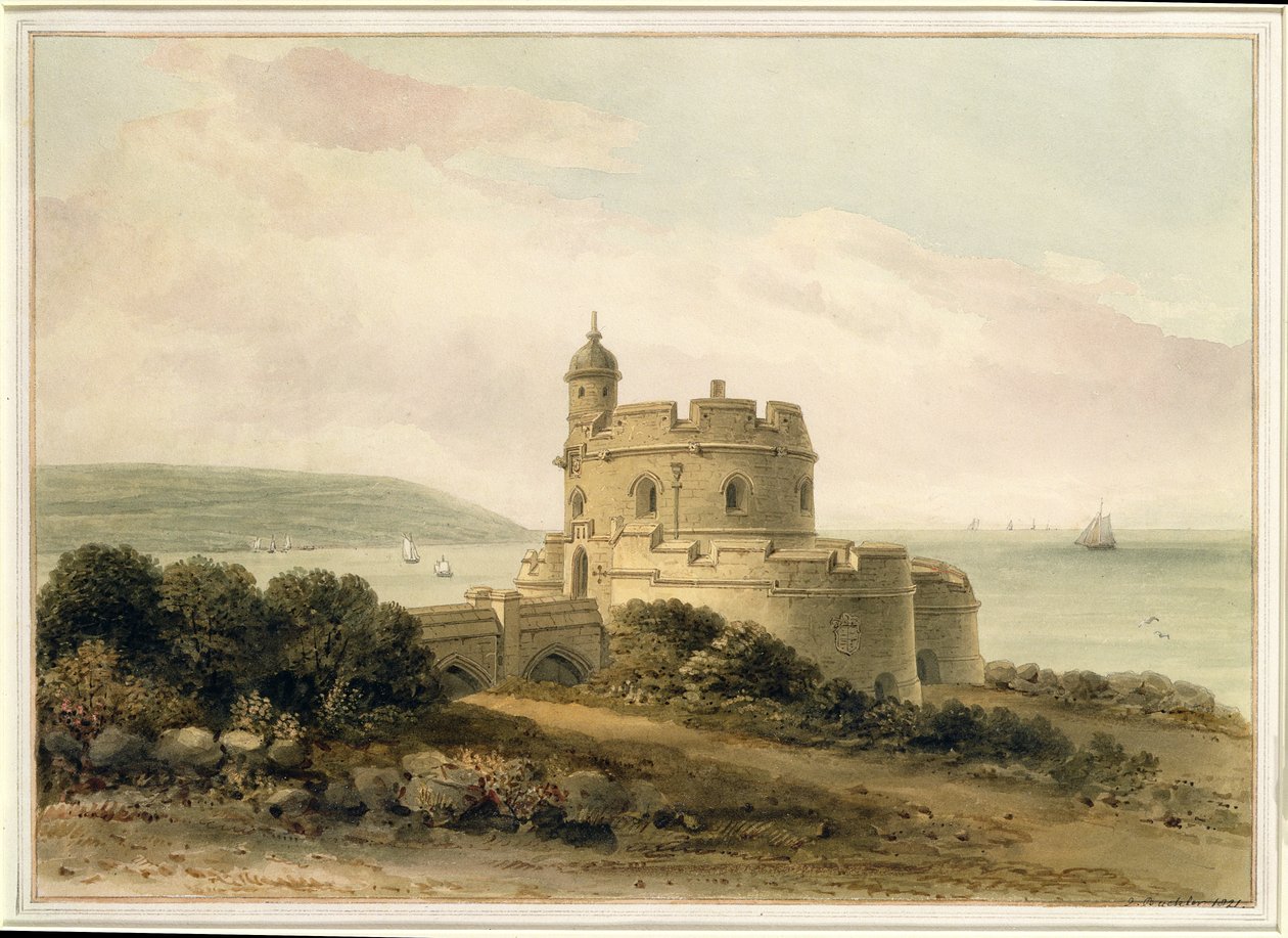 Hrad St. Mawes, Cornwall, 1821 od John Chessell Buckler